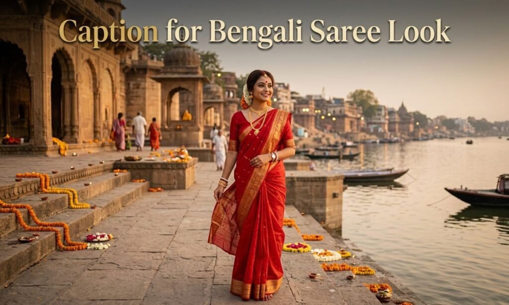 Caption for Bengali Saree Look