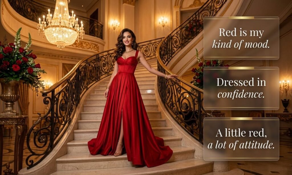 Red Dress Caption