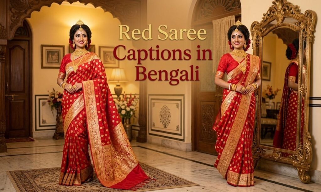 Red Saree Captions in Bengali